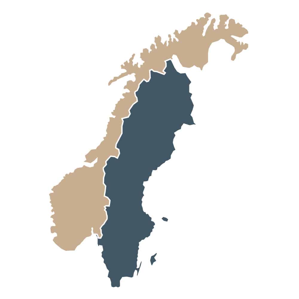 kart over Norge og Sverige